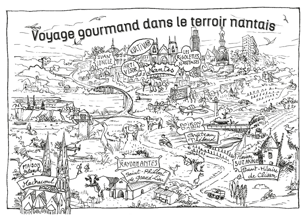 Carte de Vœux à colorier - Carte de remerciement - Voyage Gourmand dans le Terroir Nantais